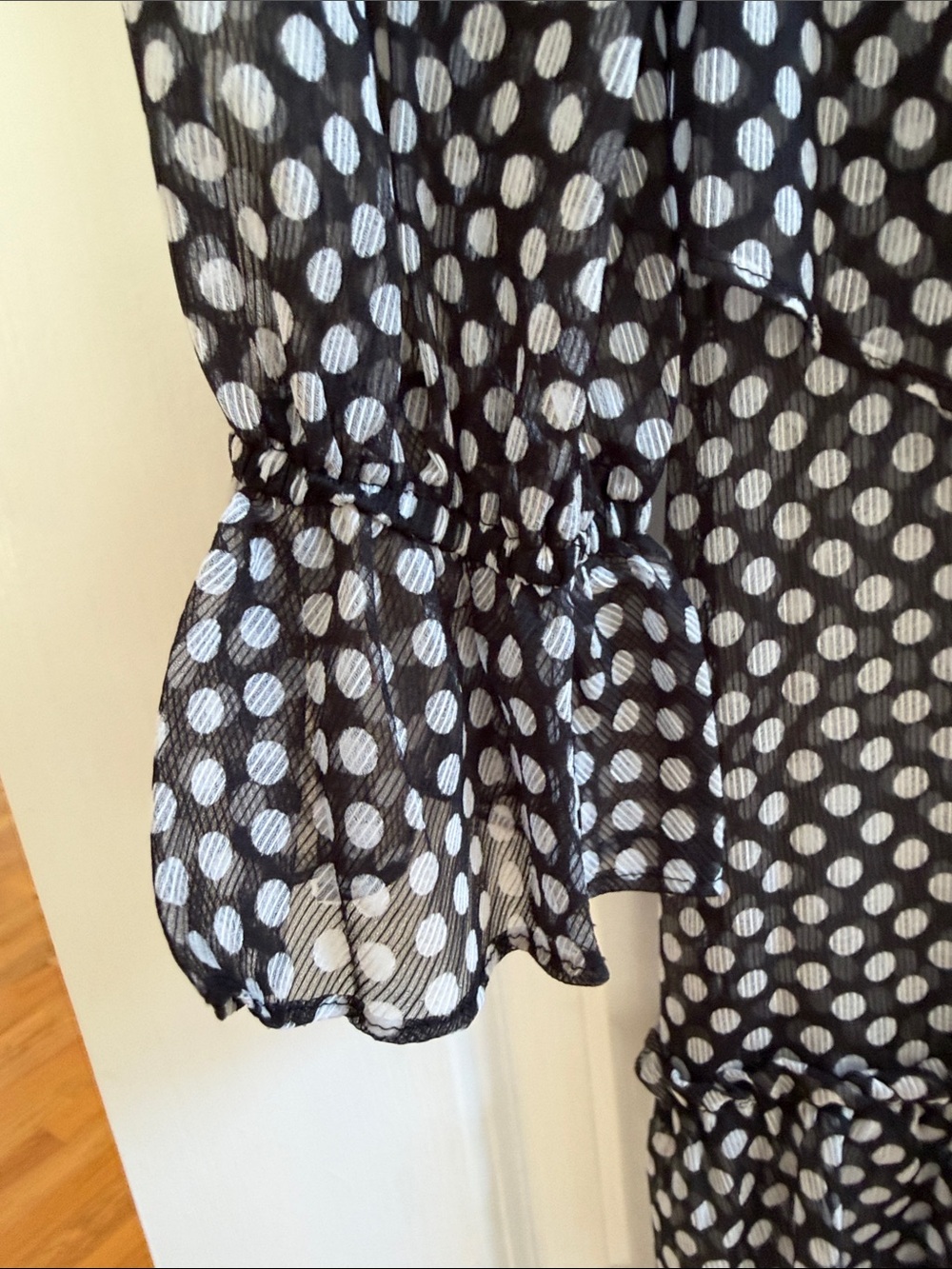 Who What Wear Black Polka Dot Sheer Midi Dress, Sz L, NWT - Picture 6 of 8